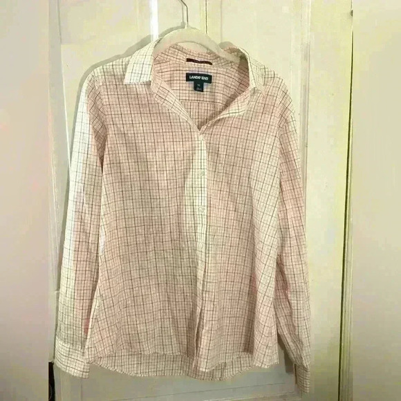 Lands' End Tops - Lands' End Plaid Print Supima No Iron Shirt